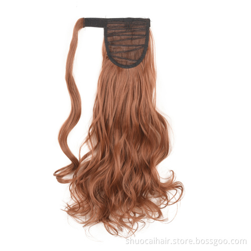 Wholesale Cheap 17 Inches Long wavy Clip In False Hair Ponytail Hairpiece With Hairpins Synthetic Hair PonyTail extensions Hair